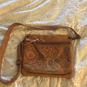 Fossil floral leather cross body bag